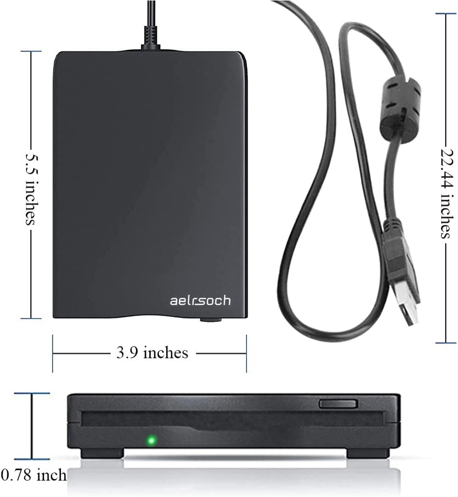 Lettore Floppy Disk Unità Floppy Esterna Lettore Floppy USB Da 3,5 Pollici Disco Floppy Portatile FDD Da 1,44 MB Adatto per PC Windows 2000 / XP / 7/8, Plug and Play (Nero)