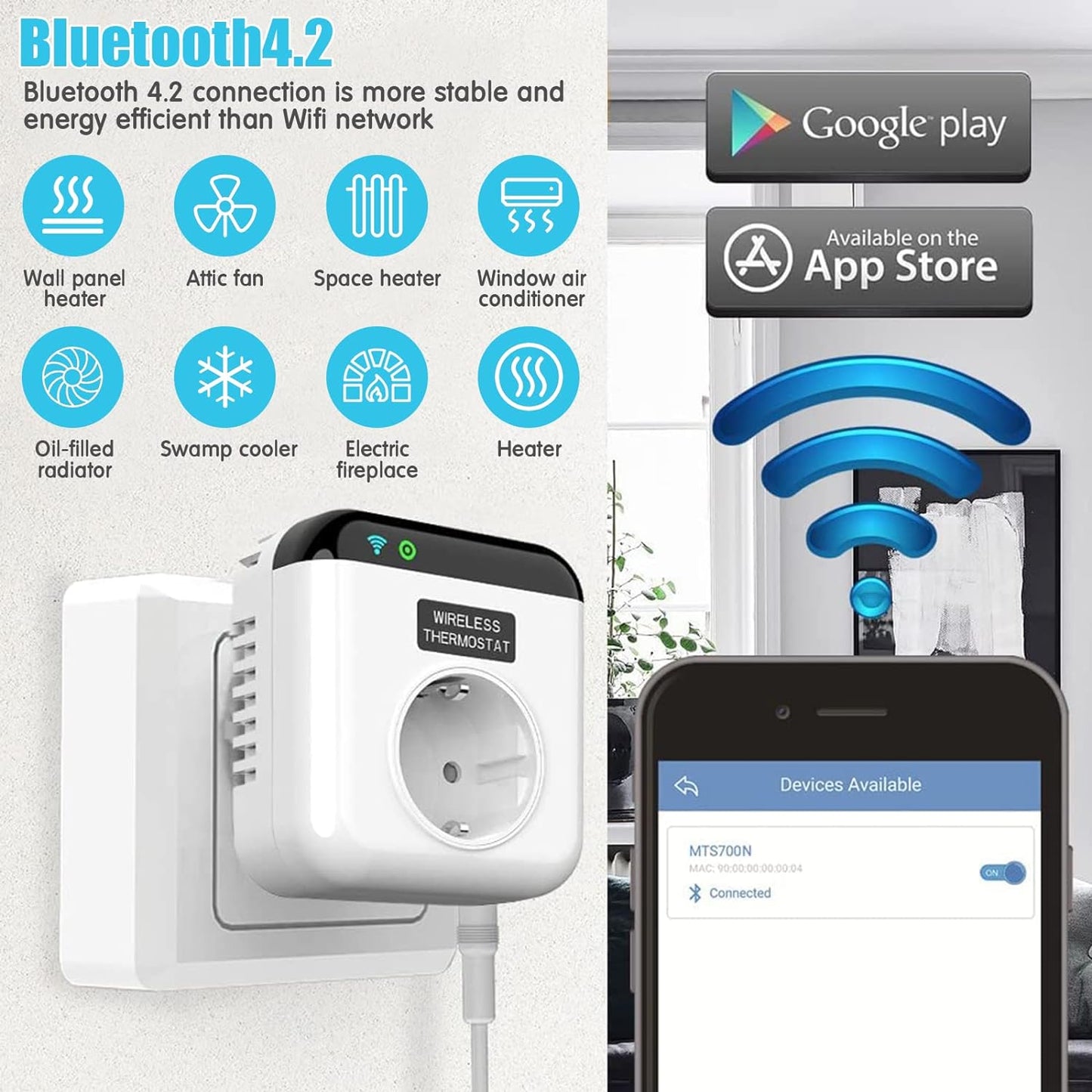 Presa Intelligente Wifi 15A Smart Plug, Presa Programmabile Smart WLAN Con Sensore Di Temperatura, Controllo Digitale Wifi, Presa 230 V Con App, Compatibile Con Alexa E Google Assistent
