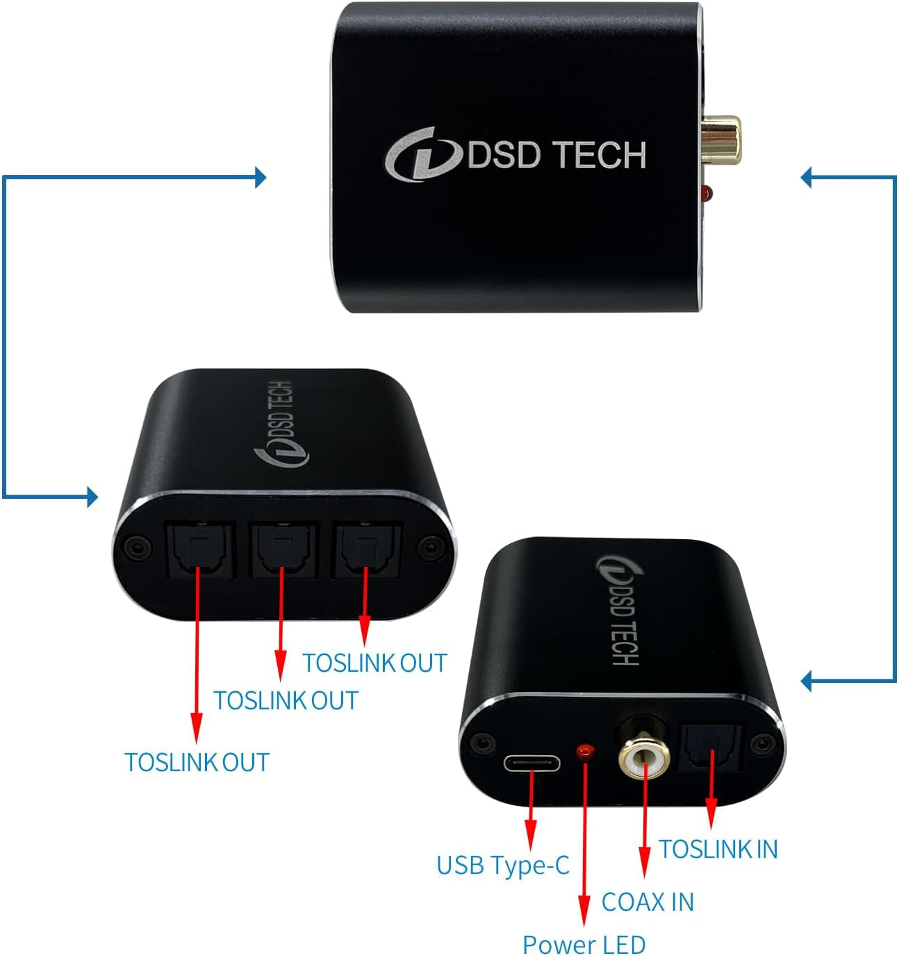 SH-AC01A 2 in 3 OUT Optical Audio Splitter Supporto SPDIF Ingresso Coassiale