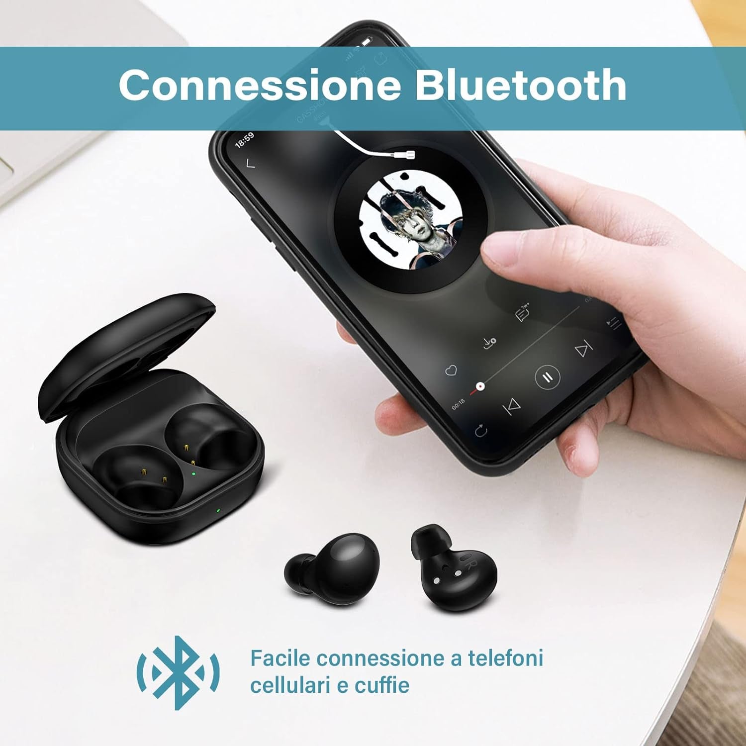 Custodia Di Ricarica Senza Fili Compatibile Con Samsung Galaxy Buds 2 SM-R177, Caricabatterie Di Ricambio, Sostituzione Della Custodia Con Cavo USB-C, Accoppiamento Bluetooth, Batteria Da 700 Mah