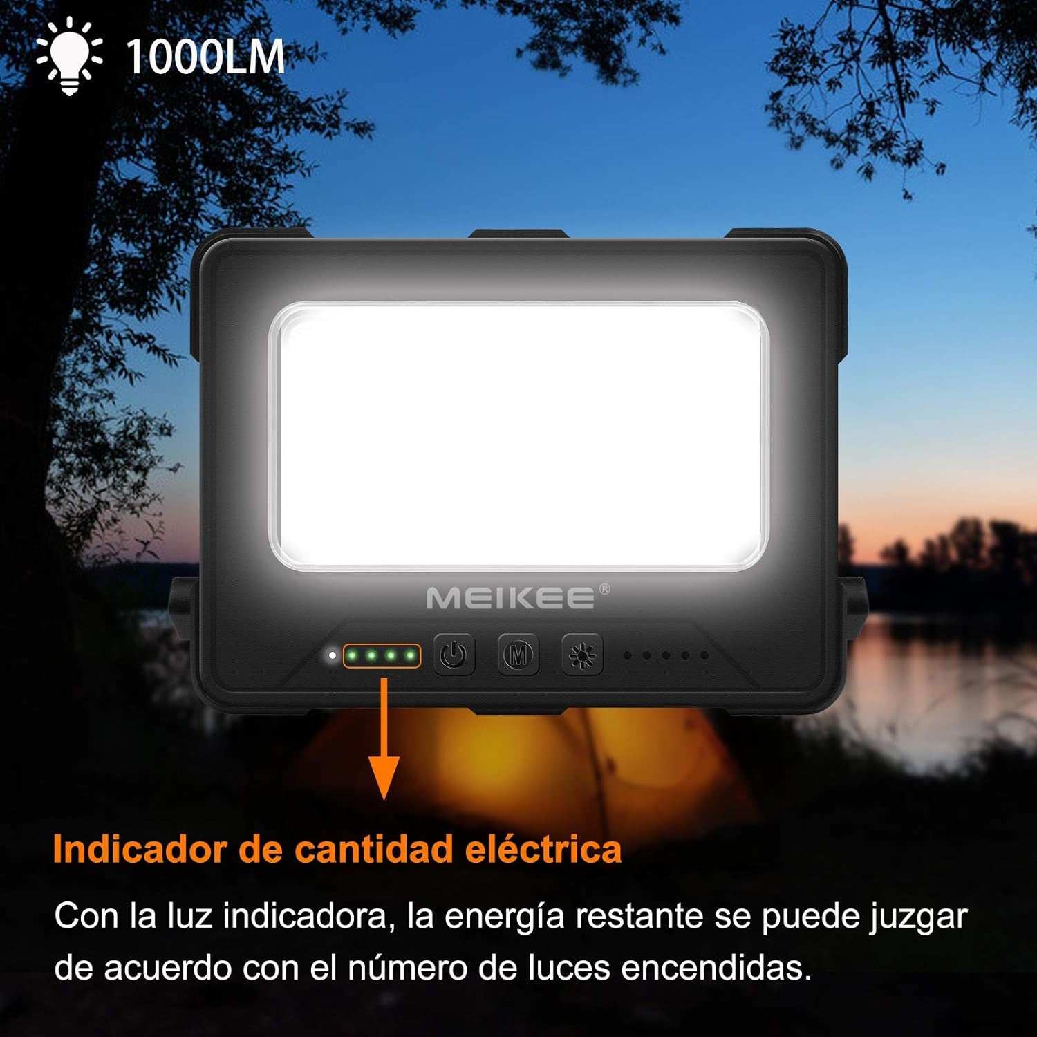 EIKEE Faretto Led Ricaricabile, Luce Di Lavoro 1000LM Portatile 3 Colori E 5 Luminosità