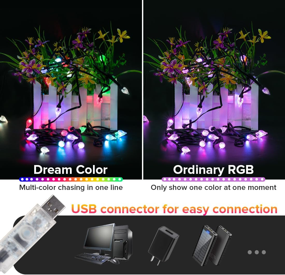 Catena Luminosa a Forma Di Fragola WS2812B IC 5M 25LED Impermeabile RGB IC Musica Sync USB LED Catena Luminosa Con Telecomando IR per Natale Festival Festa Decorazione