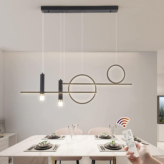 Lampada a Sospensione Led, Moderna, Tavolo Lampadario, Lineare Dimmerabile Con Telecomando, per Cucina, Sala Da Pranzo, Bar 50W