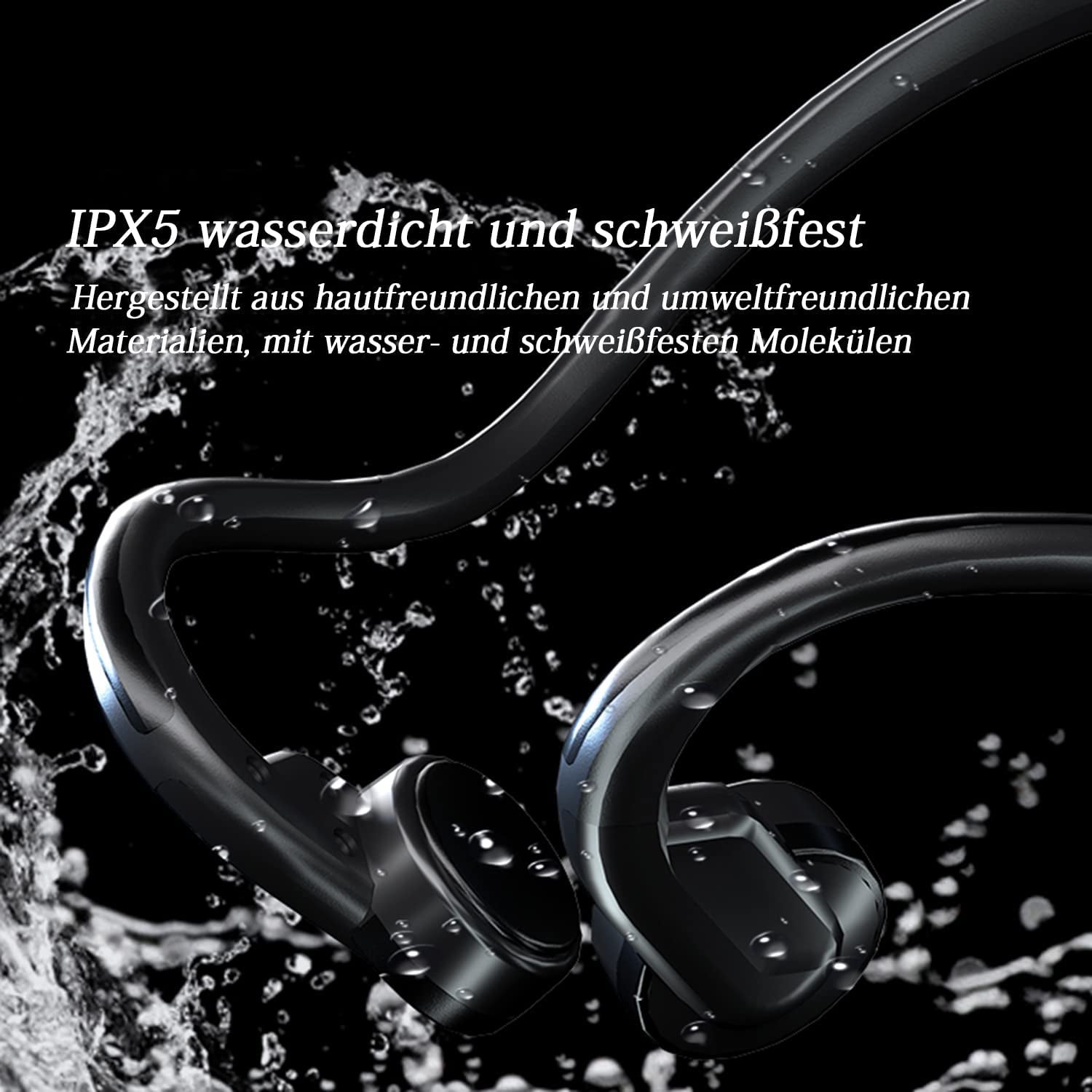 Cuffie a Conduzione Ossea Con Cavo Cuffie Sportive Con Microfono Cablato Cuffie IPX5 Impermeabile Musica Leggera per Corsa, Allenamento, Escursionismo, Guida, Ciclismo (G5-USB-C)