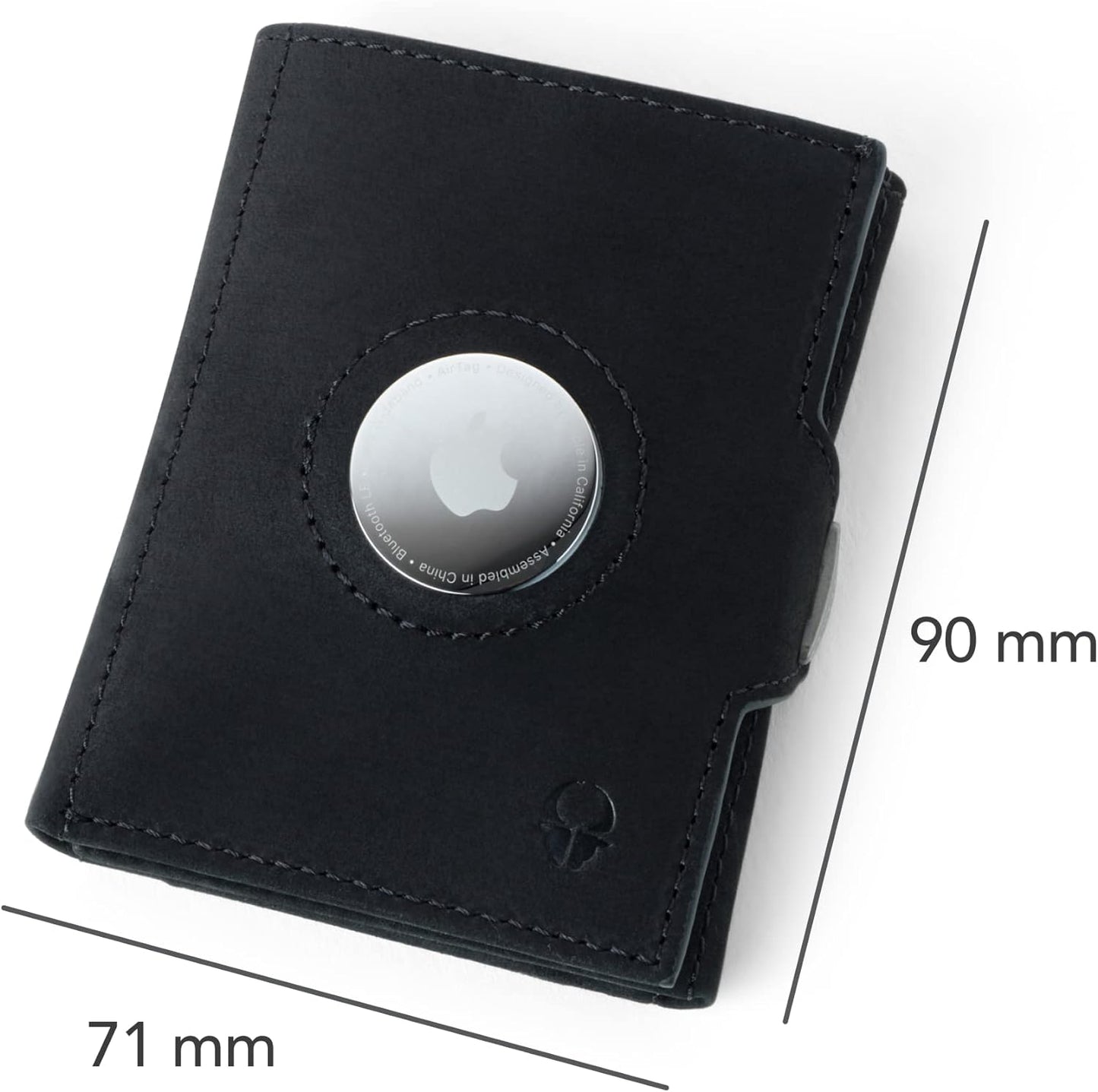 Portafoglio Airtag Da Uomo Con Tasca per Apple Airtag | Portafoglio Smart Uomo Con Portamonete | Portacarte Di Credito Da Uomo in Vera Pelle | Portafoglio Slim| Colore Nero Vintage