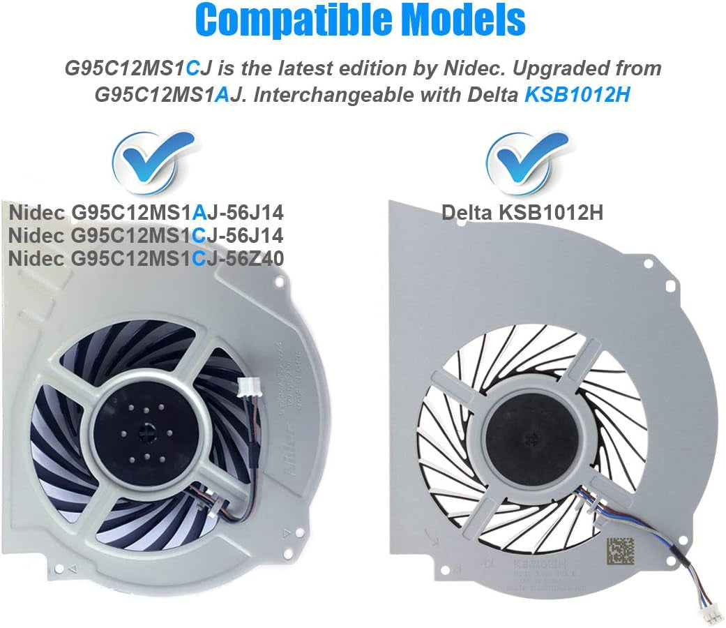 Ventola Di Raffreddamento Interna Sostitutiva per PS4 PRO Cuh-7Xxx – Parte Di Ricambio Della CPU Cooling Fan, Pasta Termica, TR8 PH0 Set Di Cacciaviti Tool per Playstation 4 PRO