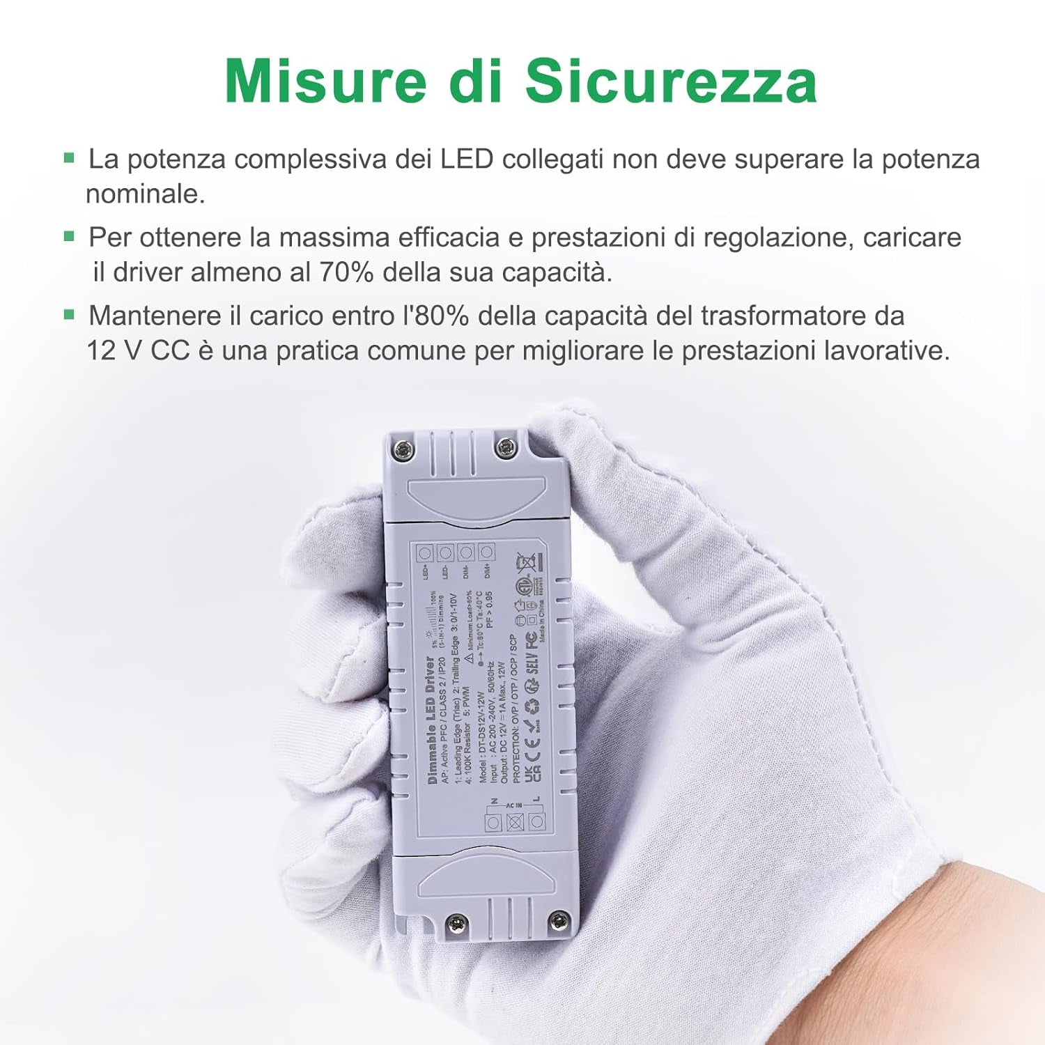 Trasformatore LED 12V 12W Dimmerabile Triac & 0-10V&1-10V & PWM & Resistenza Da 100K Alimentatore 12 Volt 1A Di Tensione Costante Driver LED AC 220V to DC Trasformatori Di Bassa Tensione