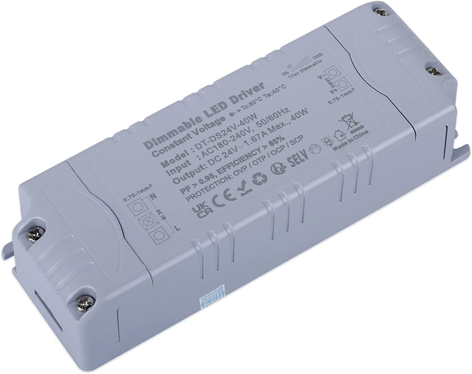 24V Alimentatore Dimmerabile TRIAC 40W 1.66A, Tensione Costante Trasformatore 180-240V AC Commutazione LED Driver Luci LED Adattatore per Strisce LED, Luce Dell'Armadio E G4 MR11 MR16