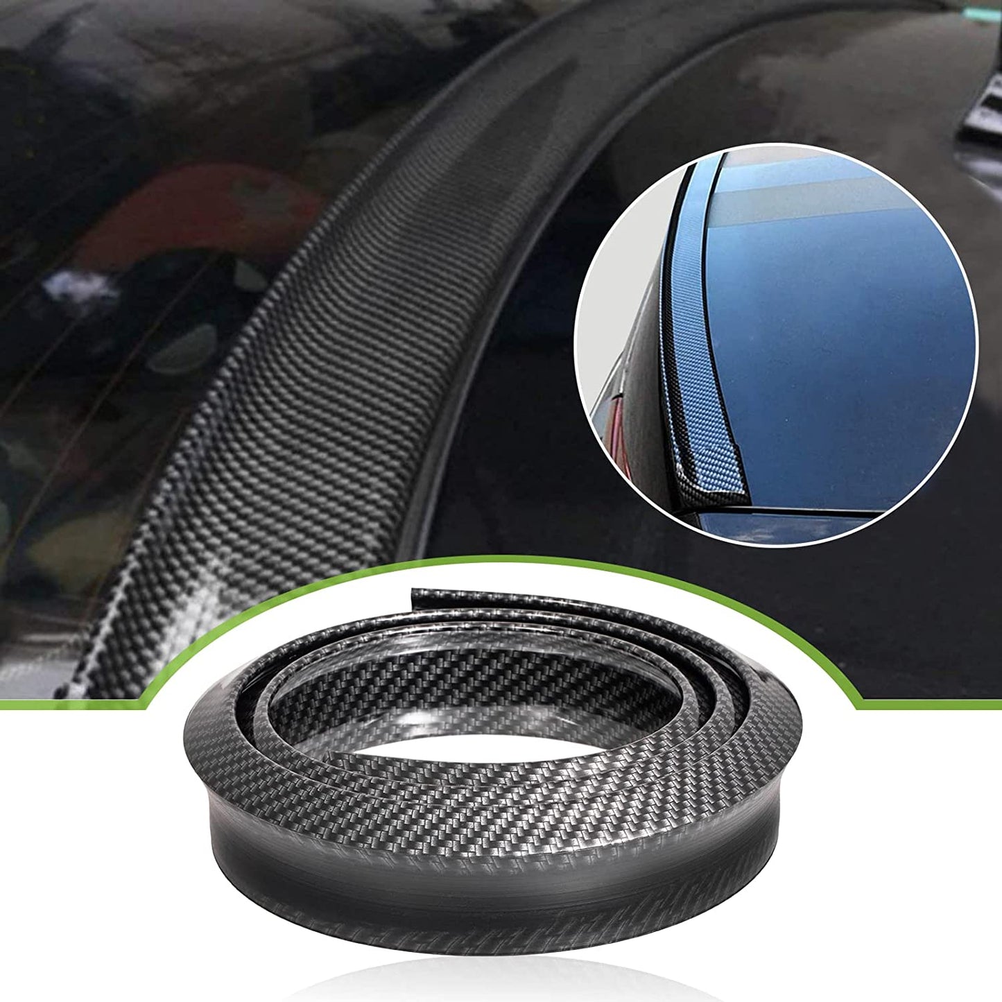 Spoiler Posteriore per Auto, 1,5 M, Universale, in Fibra Di Carbonio, Copertura per Alettone Posteriore Ell’Auto, Protezione 100% Impermeabile, Colore Nero