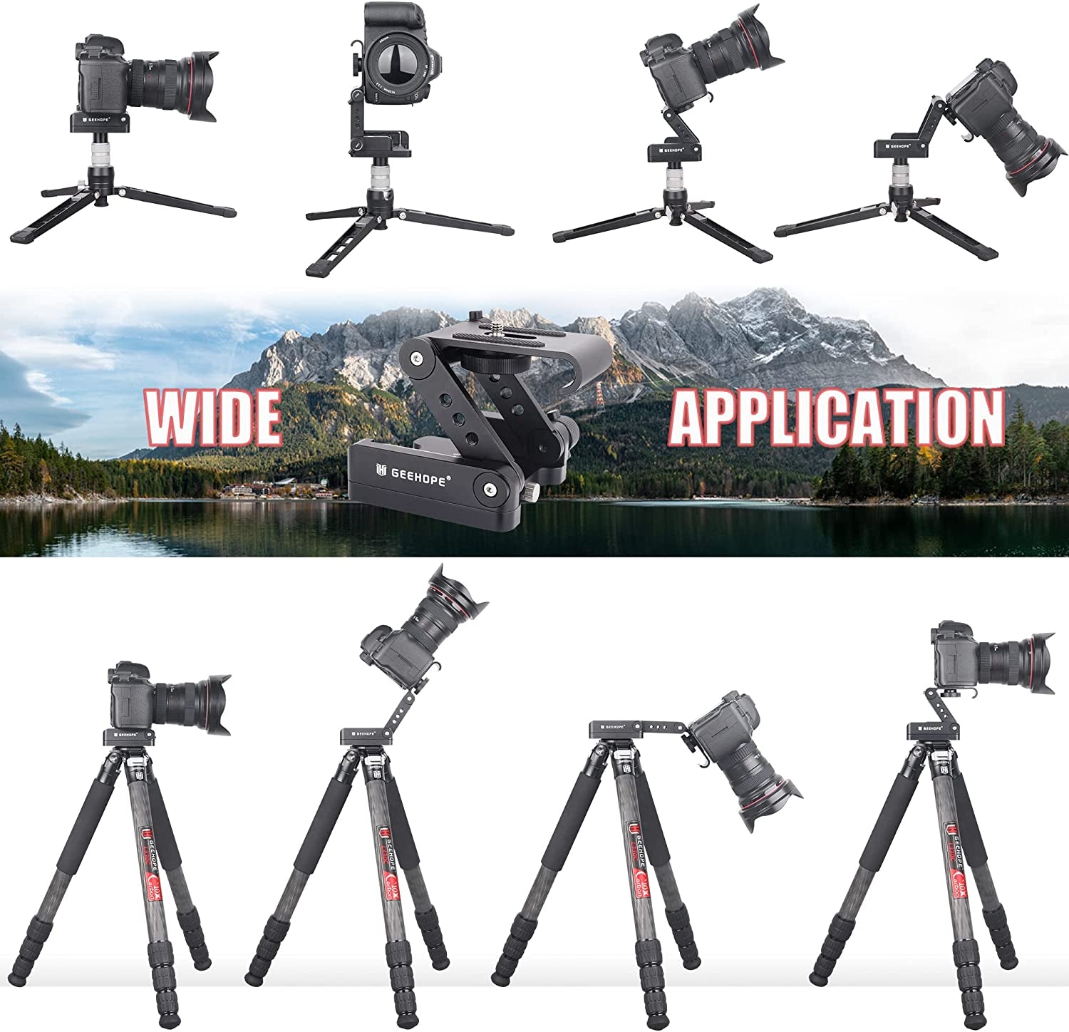FZ-9 Testa Del Treppiede Con Inclinazione Z Flex Aggiornata Testa Pieghevole Panoramica Flessibile in Lega Di Alluminio CNC per Canon Nikon Sony DSLR Camera Camcorder Smartphone Slider Rail