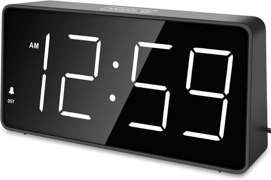 Sveglia Digitale a LED Con Numeri Grandi, Sveglia Con Stazione Di Ricarica, Luminosità E Volume Regolabili, Snooze, 12/24HR, Orologio Digitale Alimentato a Rete