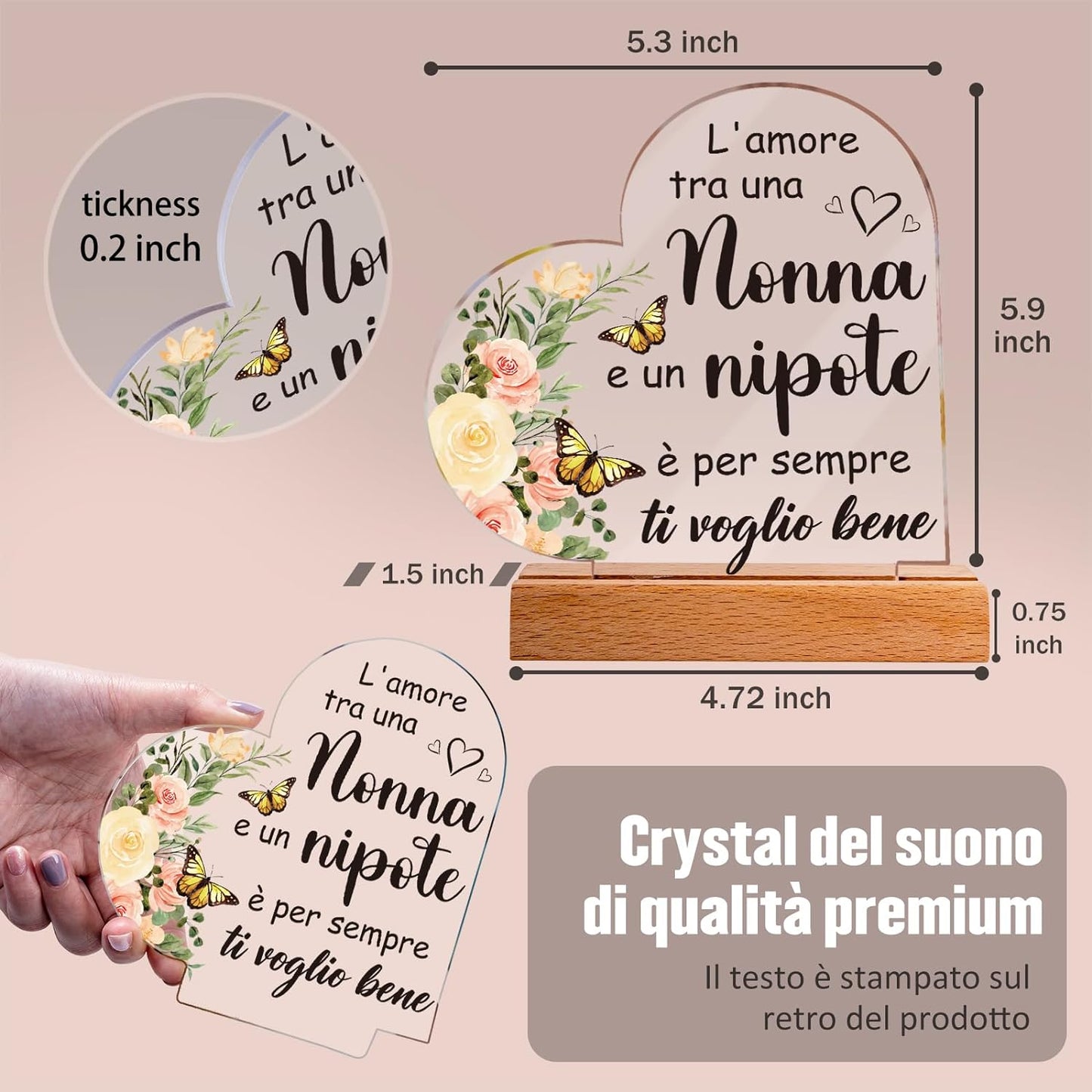 Regalo per Nonna - Regalo Nonna Compleanno, Regalo Nonni, Nonna Idee Regalo, Pannello Decorativo Acrilico Regalo Nonna, Festa Della Mamma Idee Regalo Nonnina, Nonna.