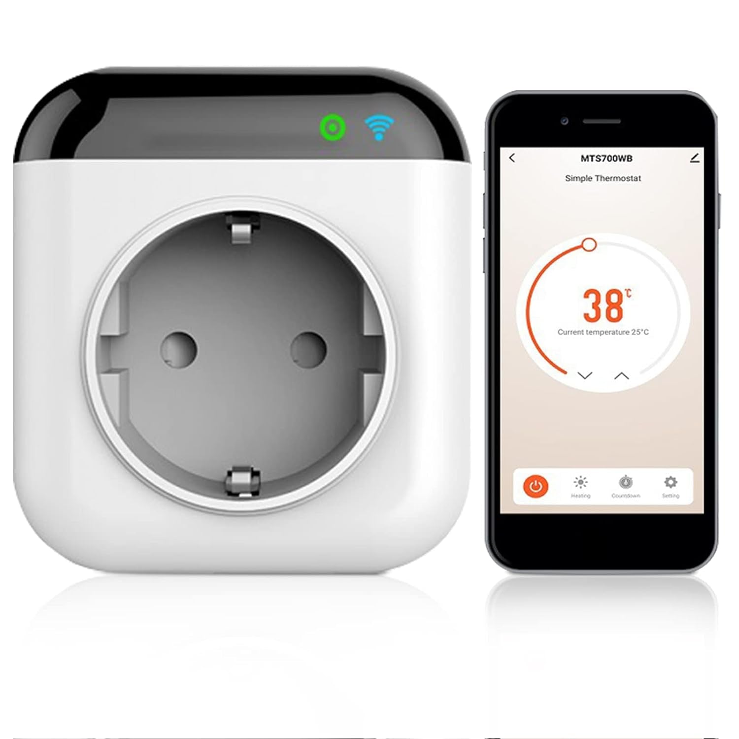 Presa Intelligente Wifi 15A Smart Plug, Presa Programmabile Smart WLAN Con Sensore Di Temperatura, Controllo Digitale Wifi, Presa 230 V Con App, Compatibile Con Alexa E Google Assistent