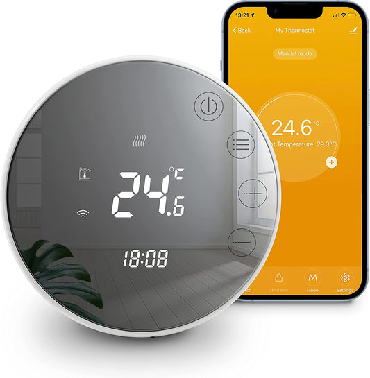 Beok Tuya Termostato Smart Wifi Termostato per Riscaldamento Elettrico Programmabile Termostato Ambiente a Parete Compatibile Con Alexa, Google 16A TGR86WIFI-EP