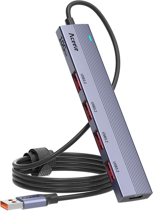 Hub USB 3.2 Da 10 Gbps Con 4 Porte USB a 3.2, Sdoppiatore USB 3.2 Gen 2 Con Cavo Dati Lungo 1,2 M E Porta Di Alimentazione Di Tipo C per Chromebook, Surface Pro 3, Imac, PS4 E Altri