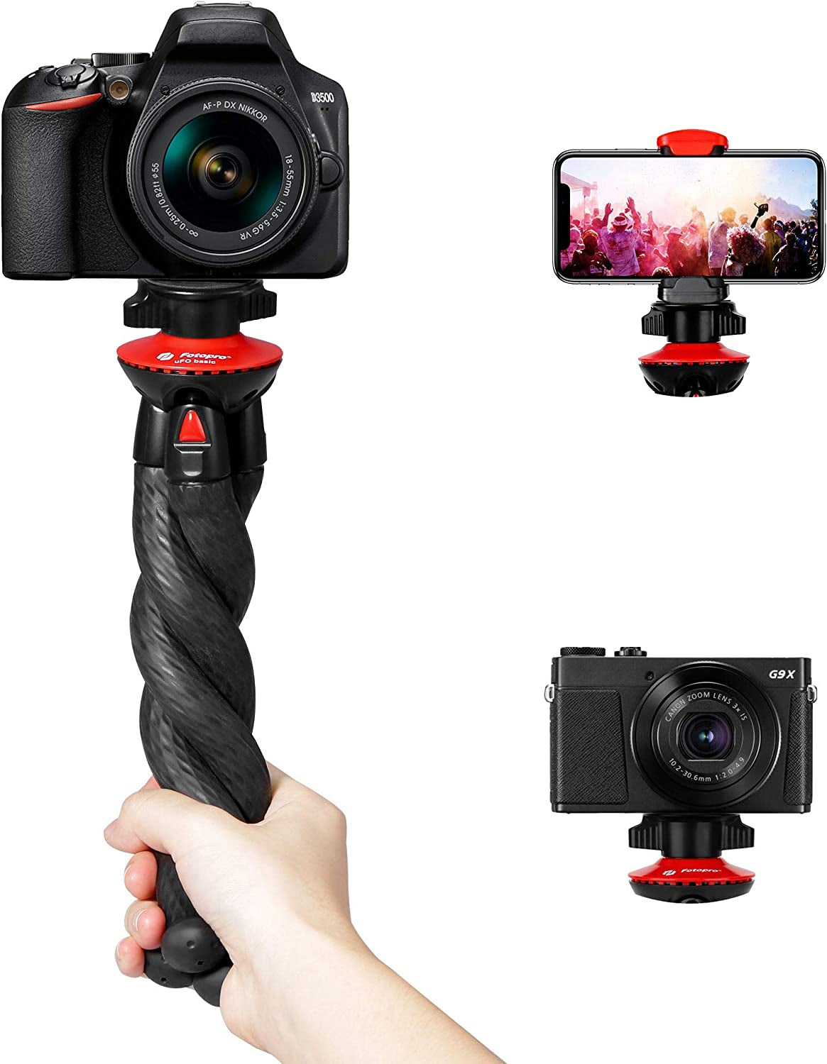 Treppiede Flessibile per Smartphone, Mini Fotocamera Cavalletto Supporto Con Montaggio per Iphone Samsung Gopro Canon.