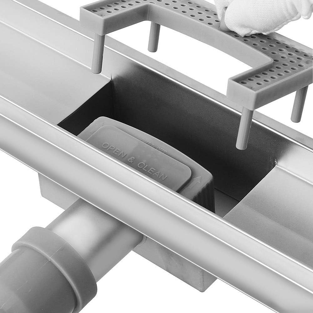 AICAIT Canaletta Scarico Doccia Canalina Scarico Doccia a Pavimento Typo Fessura in Acciaio Inossidabile per Box Doccia Bagno Piscina Drenaggio 70 Cm