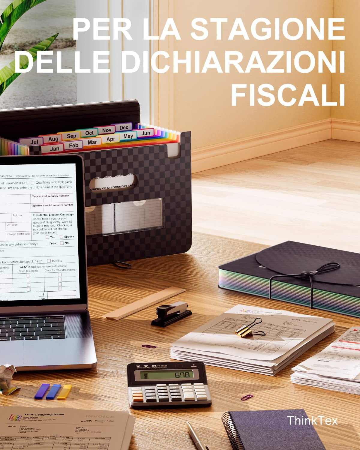 Organizzatore Di File 12 Tasche, Cartella Di File Espandibile Copertura Espandibile, Scatola Di Archiviazione Portatile, Cartelle a Fisarmonica Da Tavolo