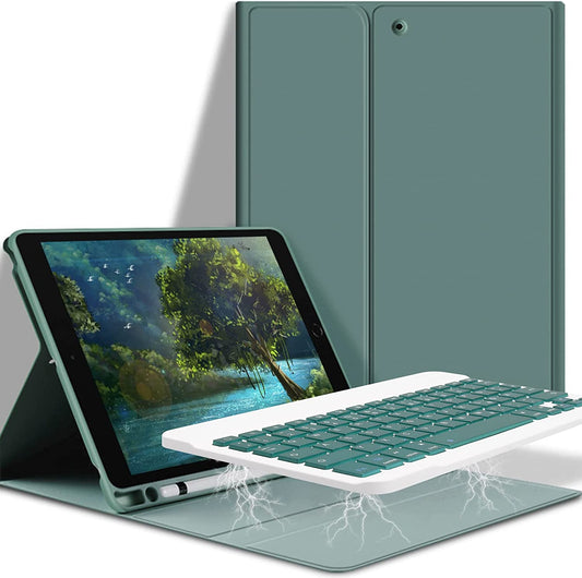 Custodia per Tastiera Compatibile Con Ipad 10.2 (7 Gen 2019)/(8 Gen 2020)/(9 Gen 2021), Tastiera Magnetica Rimovibile Con Layout Tedesco QWERTZ