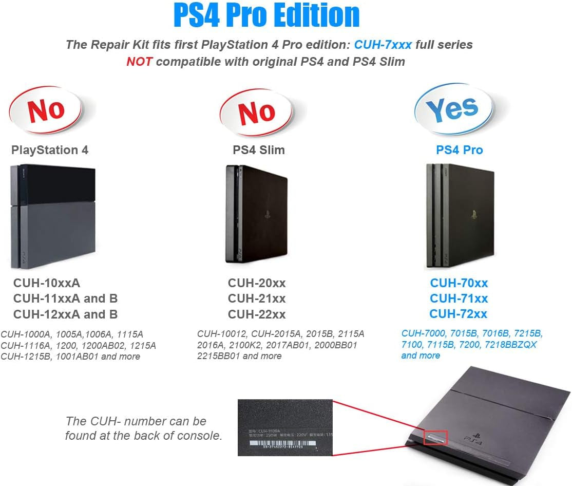 Ventola Di Raffreddamento Interna Sostitutiva per PS4 PRO Cuh-7Xxx – Parte Di Ricambio Della CPU Cooling Fan, Pasta Termica, TR8 PH0 Set Di Cacciaviti Tool per Playstation 4 PRO