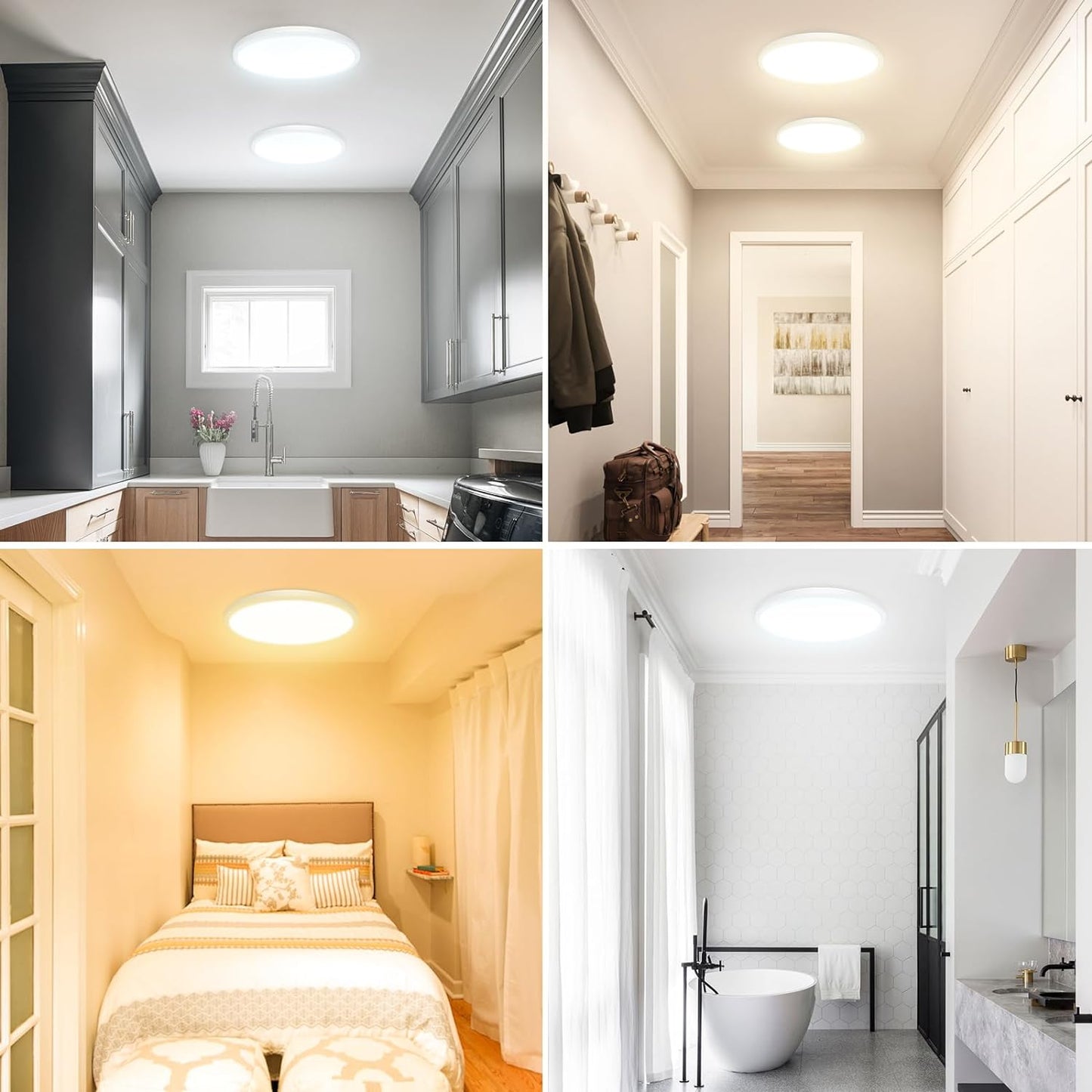 24W Plafoniera LED Soffitto [2 Pezzi], 2100LM Plafoniera 3 Colori 3000K/4500K/6000K Sottile Lampada Da Soffitto Ø22Cm Luce Calda Naturale Fredda IP44 per Bagno Soggiorno Camera Da Letto Cucina