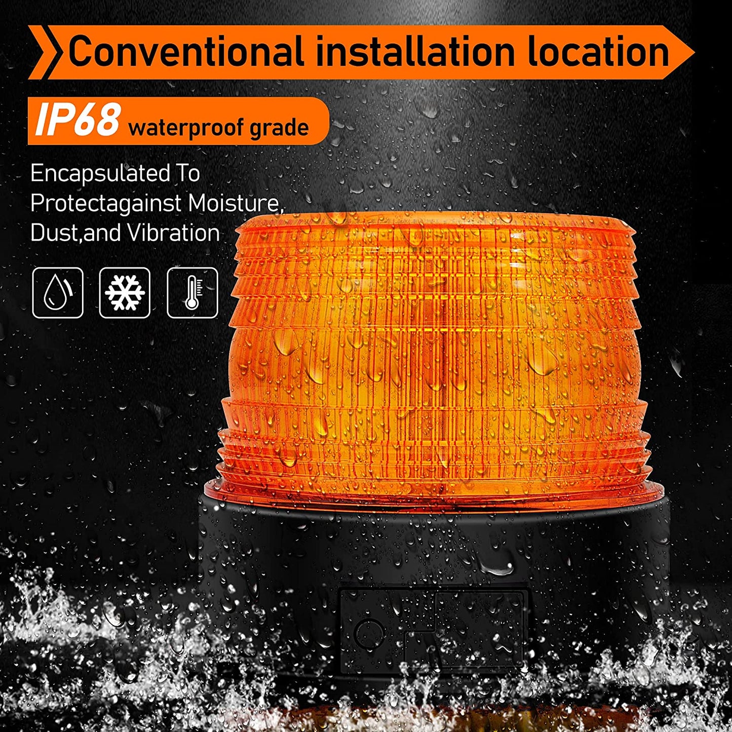 LED Lampeggiante 12V Stroboscopica Ambra Segnalazione Lampeggiante Di Emergenza Orange Luce Rotante Magnetica per Camion