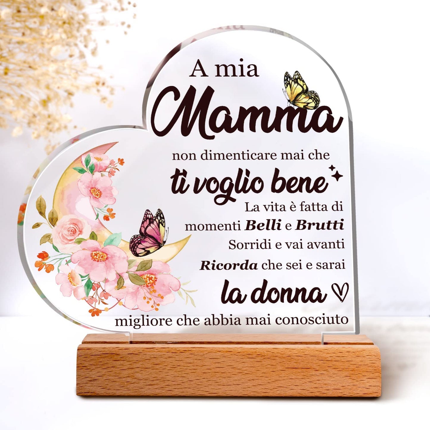 Regalo Mamma Compleanno - Placca Acrilica, Da Parte Di Figlio, Con Belle Frasi, Ringraziamento per Matrigna