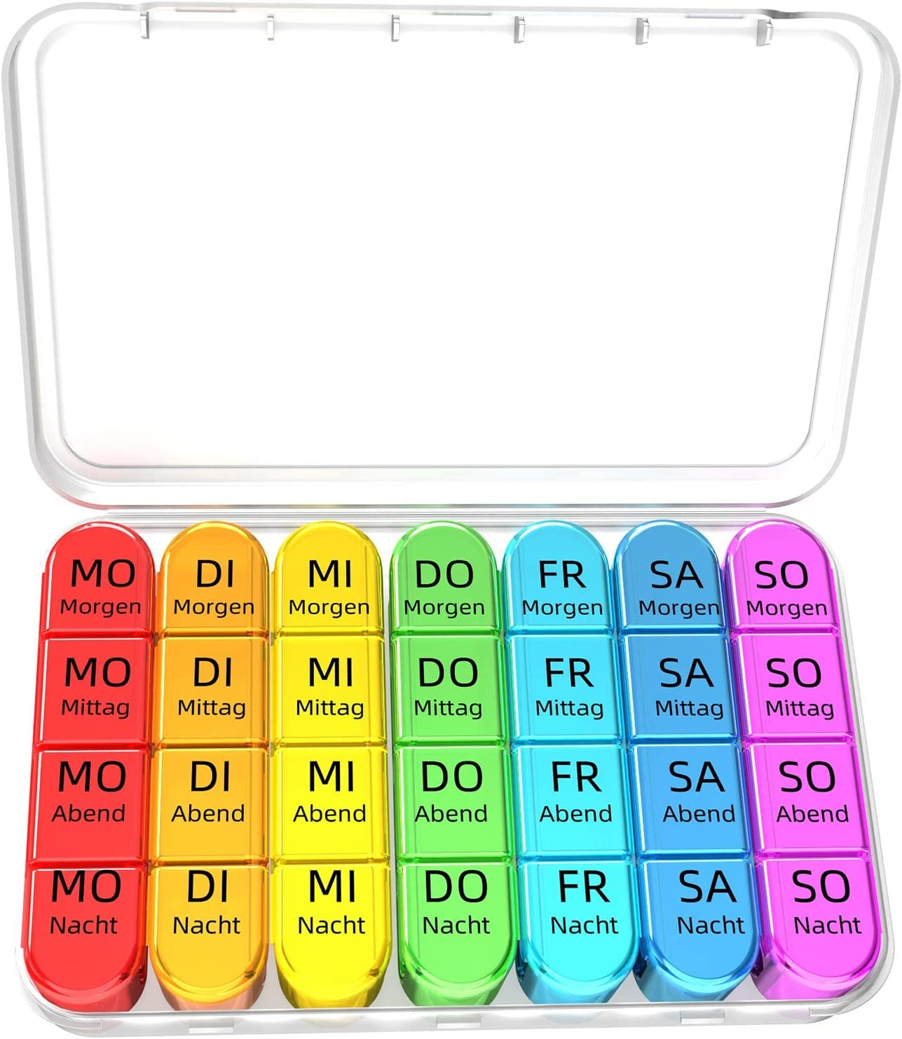 Portapillole 7 Giorni Mattina Mezzogiorno Sera Piccolo Portapillole Grande Scomparto Porta Medicinali 7 Giorni 4 Scomparti Con Design Semplice Aperto per Bambini Anziani E Artritici