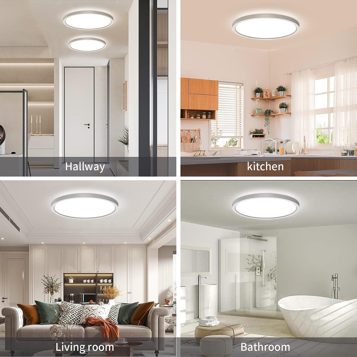 2 Unità Plafoniera LED Soffitto Moderna 4000K Lampadario Luce Bianco Naturale Rotonda Bagno per Cucina, Salone, Camera Da Letto