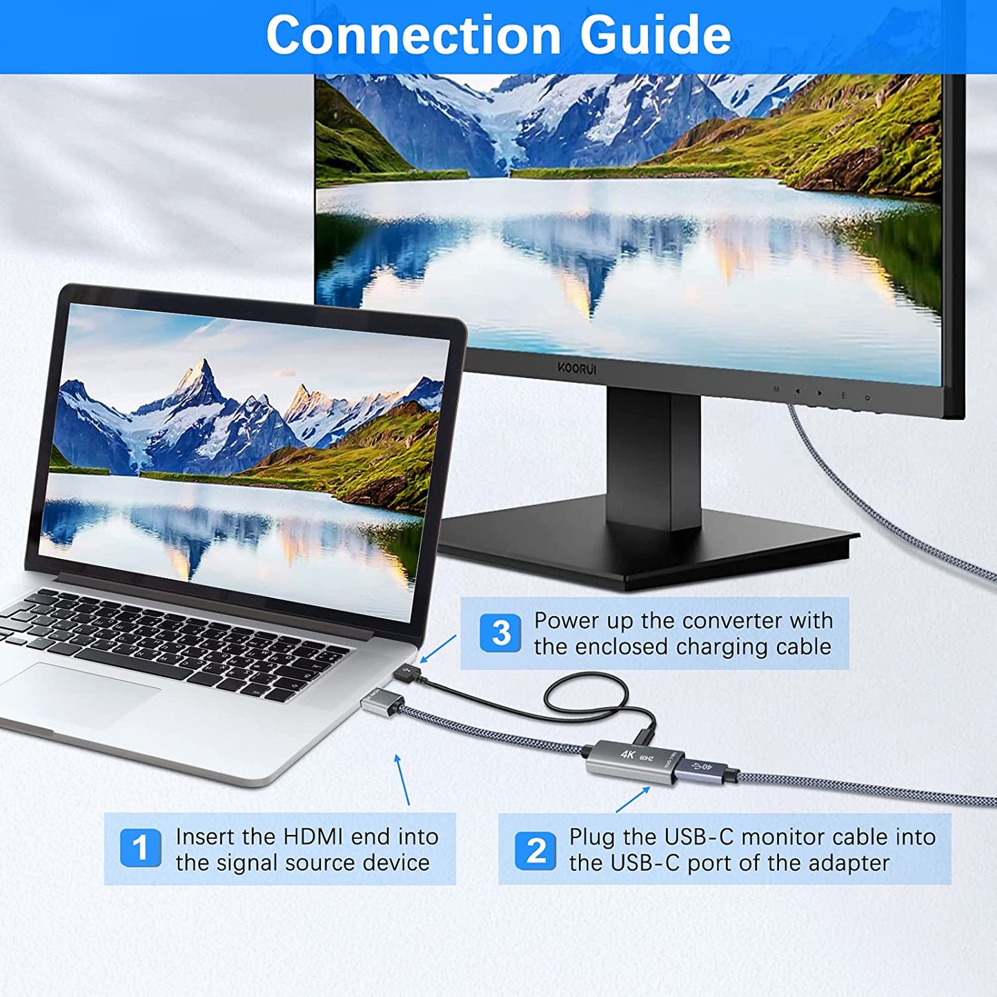 Adattatore Cavo HDMI Maschio a USB-C Femmina Con Cavo USB C,Attrezzature per Macchine Nreal Air Ar,Adattatore Thunderbolt 3 4K 60Hz per Macbook Pro,Mac Air,Microsoft Surface