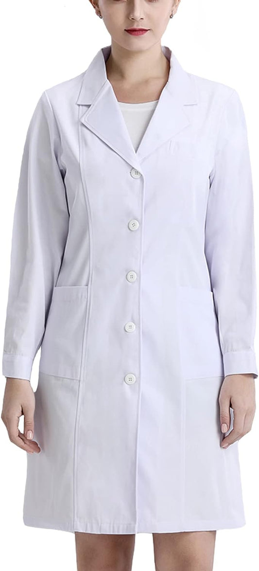 Camice Da Laboratorio Donna Bianco Abbigliamento Da Lavoro E Divise Cappotto per Chimico,Scolastico,Studenti,Scientifico,Dental Clinic
