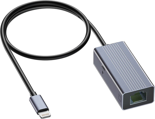Adattatore Lightning a Ethernet per Iphone [Certificato Apple Mfi],  Adattatore LAN Ethernet Ipad a RJ45 Con Porta Di Ricarica