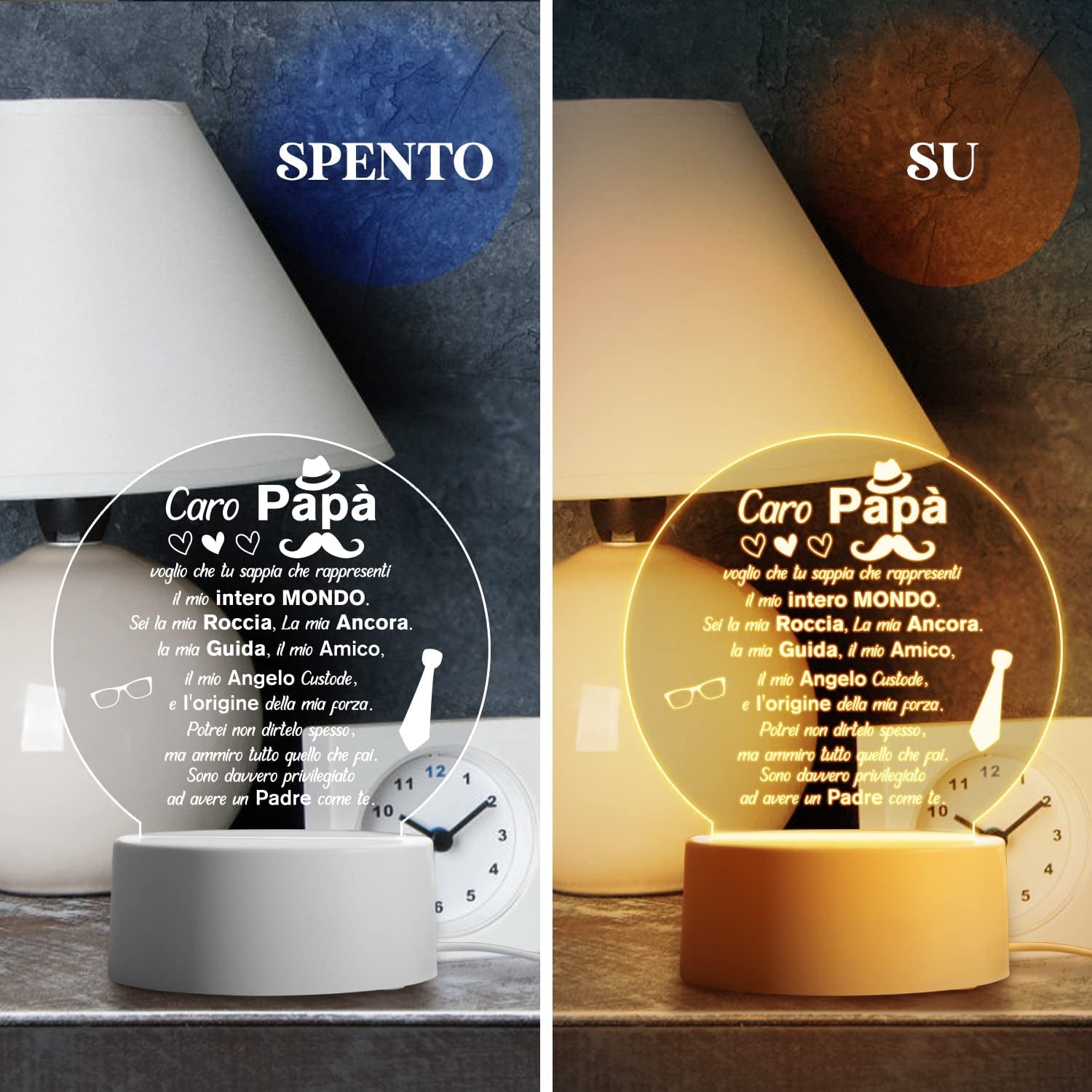 Regalo Papà - Festa Del Papa Idee Regalo Originale Luce Notturna, Regalo per Papà Compleanno, Regalo Festa Del Papà, Regalo Papà 2024 Offerta, Regali Papà Da Figlia, Regalo Uomo Natale