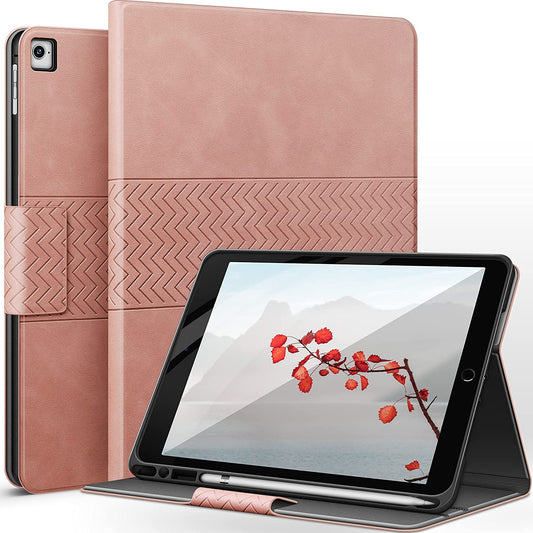 Custodia per Ipad 9.7 2018 6A Generazione/2017 Ipad 5A Generazione/Ipad Pro 9.7 / Ipad Air/Ipad Air 2 Con Porta Penna Apple Auto Sleep/Wake Funzione PU Pelle (Rosa)