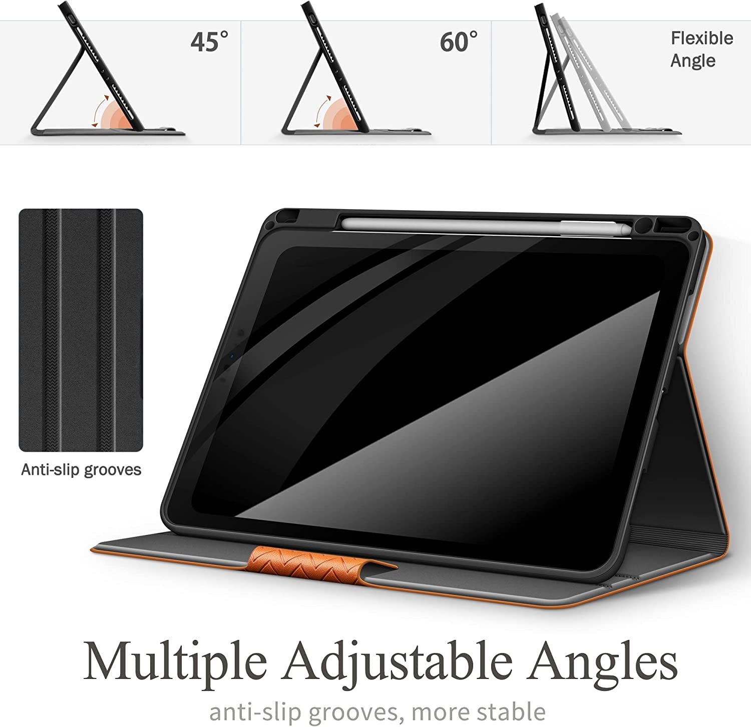 Custodia per Ipad Pro 11 2021/2020/2018 – Con Portapenne Apple in Pelle PU, Funzione Sleep/Wake, Smart Cover per Ipad Pro 11, 3Rd/2Nd/1St Generation (Marrone)
