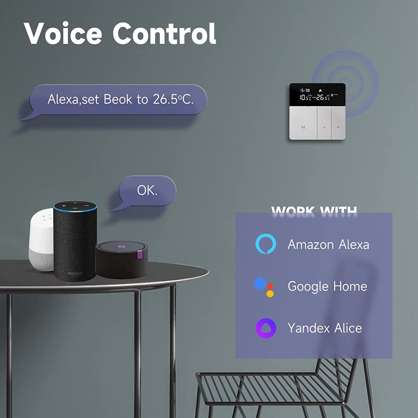 Beok Tuya Termostati Intelligenti Termostato Di Riscaldamento Termostato Ambiente Termostato Wifi Termostato Intelligente Da Parete per Riscaldamento Dell'Acqua Compatibile Alexa, Google 3A TGP53WIFI