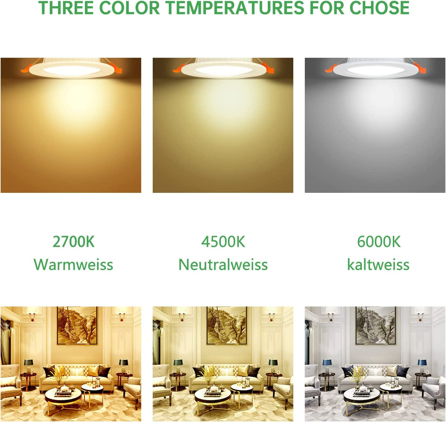 Faretti Led Da Incasso per Cartongesso,5W Equivalenti a 40W,Luce Bianca Calda 2700K Luci Ultrasottili Da Soffitto per Cartongesso Da Interno,Rotondo Métal,Slim Downlights,Foro Φ75-95Mm,Set Da 6