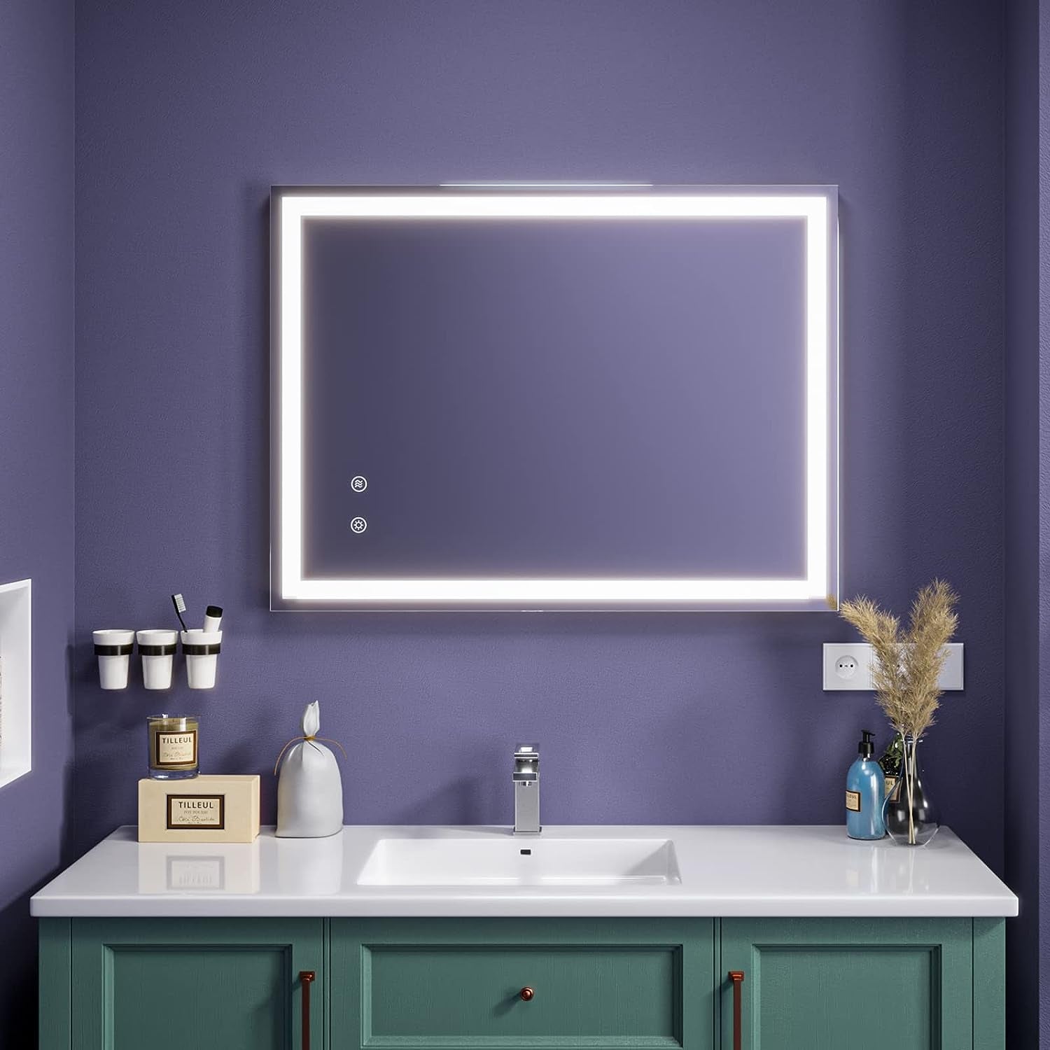 Specchio Da Bagno Con Illuminazione, Specchio Da Bagno Antiappannamento, 3 Colori Chiari LED Bagno Con Interruttore Touch, Specchio Bagno Con Luce, 100 X 60 Cm