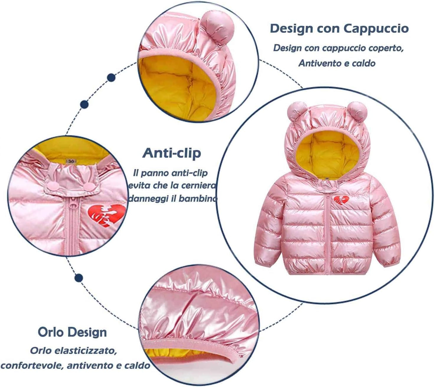 Bambino Giacche Cappotto Con Cappuccio Inverno Ragazzi Ragazze Piumino Leggero Giubbotti