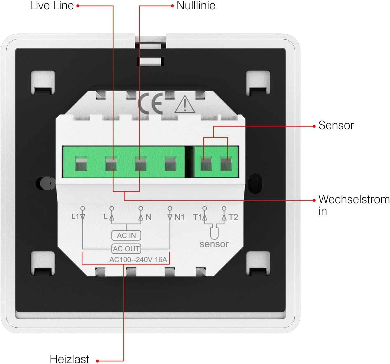 Termostato Intelligente Wifi, Display LCD, Touch Screen, Controllo Programmabile, Compatibile Con Alexa Google Home, Riscaldamento Elettrico a Pavimento per Casa, Scuola, Ufficio, Hotel