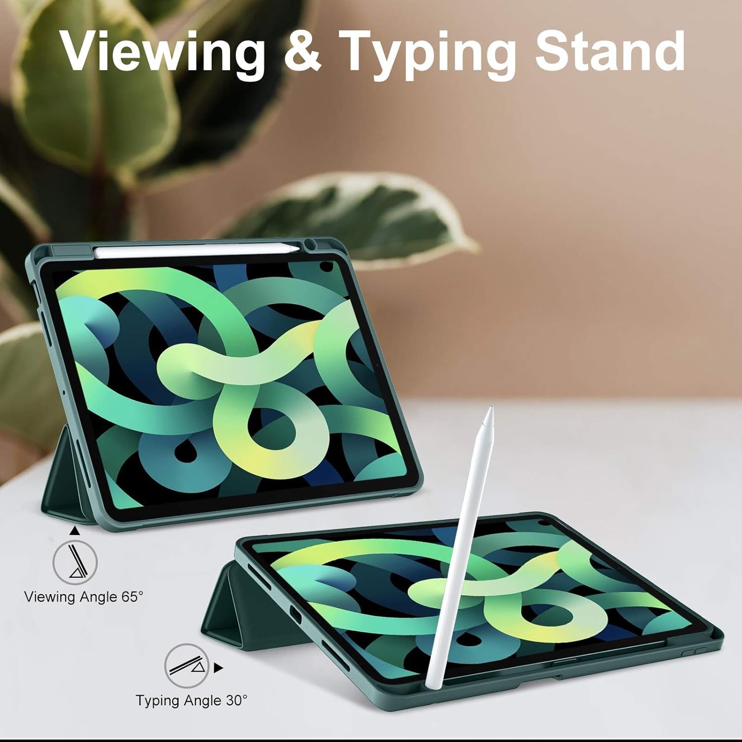 Cover Compatibile Con Ipad Air 5 Generazione 2022/Ipad Air 4 Generazione 2020 10.9 Pollici, Custodia in Supporto Protettivo Con Pencil Holder - Supporta La Carica Di Pencil 2Nd Gen, Verde Pino