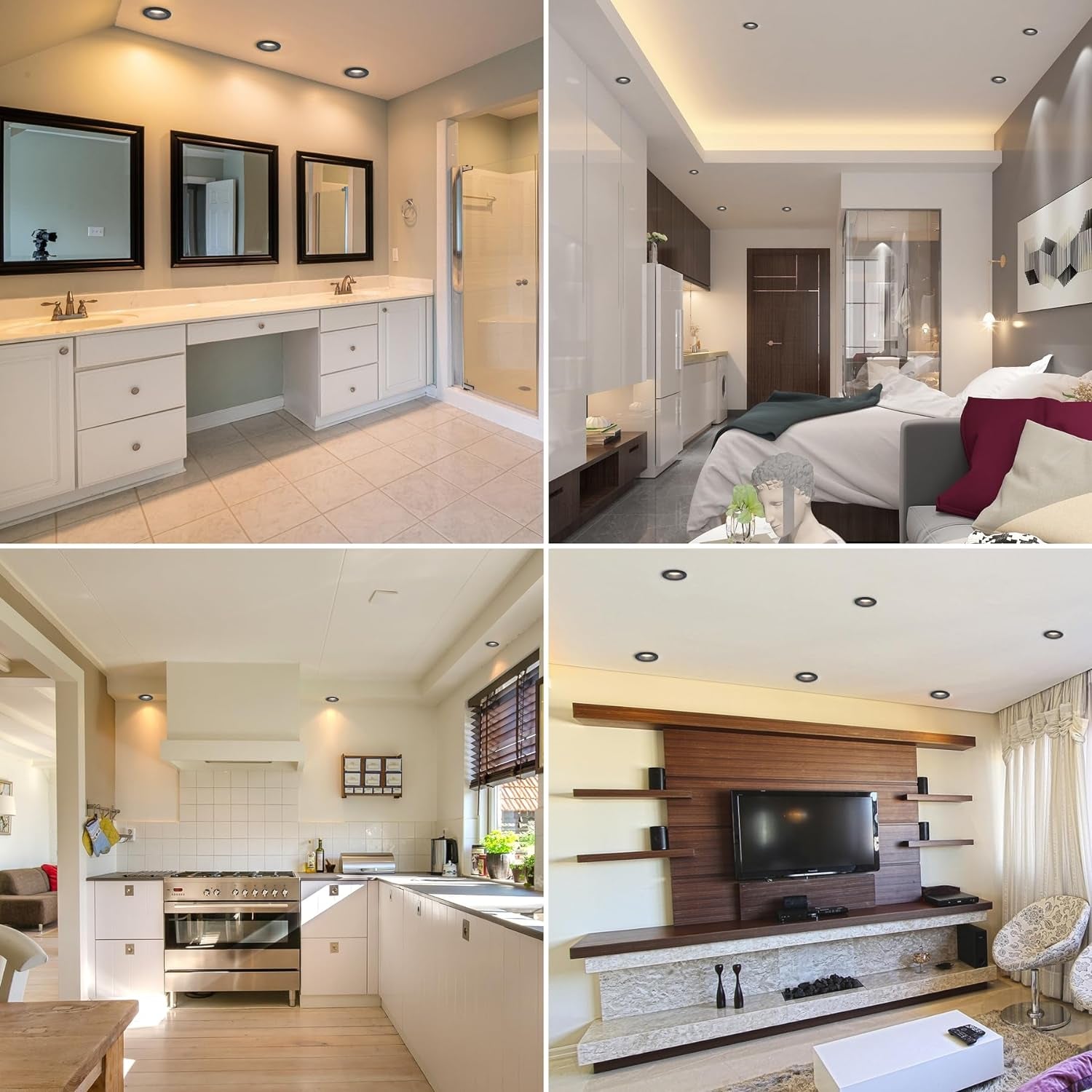 Faretti LED Da Incasso per Mobili,5W 230V 500LM Luci Da Soffitto Interno,Luce Calda 3000K Faretto Led Incasso Bagno IP65, Ø68Mm,Adatto per Bagni Umidi, Interni Vari, Ecc.Nero Set Di 6