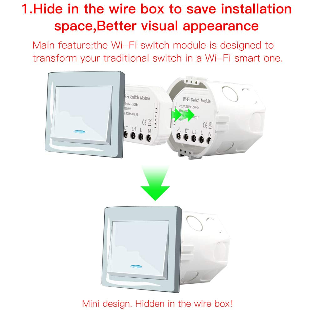 Wifi Smart Light Switch Modulo Interruttore Fai Da Te Smart Life/Tuya APP Telecomando, Funziona Con Alexa Echo Google Home 1/2 Via…
