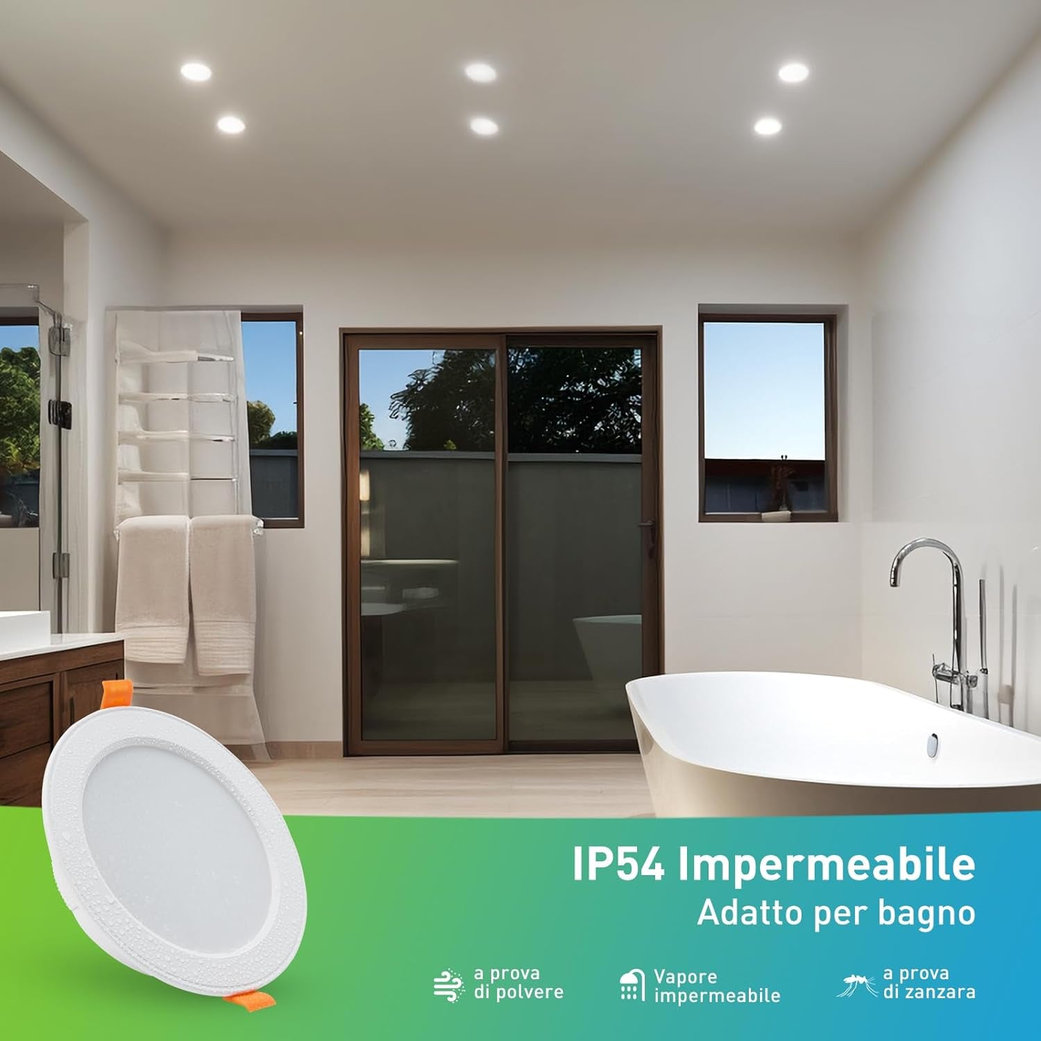 5X Faretti LED Da Incasso 7W 230V 630 Lumen, Dimmerabile Spot LED Incasso 5 Temperature Selezionabili, IP54 LED Downlights per Bagno Camera Da Letto Soggiorno