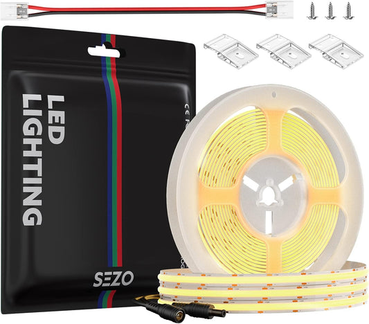 Striscia LED FCOB COB COB Da 12 V, Luce Bianca Calda, 5 M, 480 LED/M, Dimmerabile, CRI90 + 3000 K, FOB, Flessibile, per Soggiorno, Camera Da Letto, Illuminazione Interna Fai Da Te