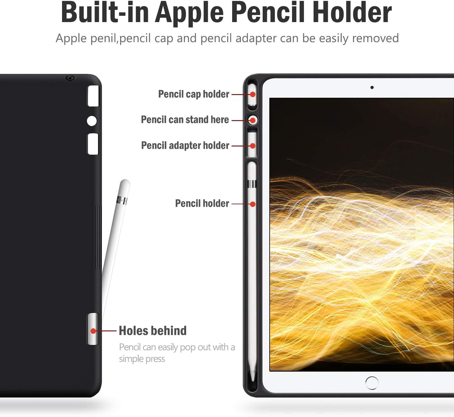 Custodia per Ipad 9A Generazione 10.2" 2021 / Ipad 8A Generazione 2020 / Ipad 7A Gen 2019, Con Portapenne Integrato, Auto Svegliati/Sonno (Grigio)