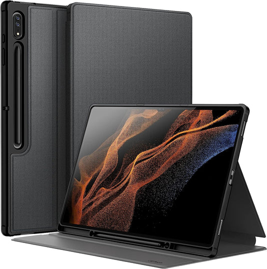Custodia per Samsung Galaxy Tab S8 Ultra 14,6 Pollici 2022 Con S Pen Holder, Sottile Folio Stand Protettiva Tablet Cover, Multi-Angolo Visualizzazione (Nero)