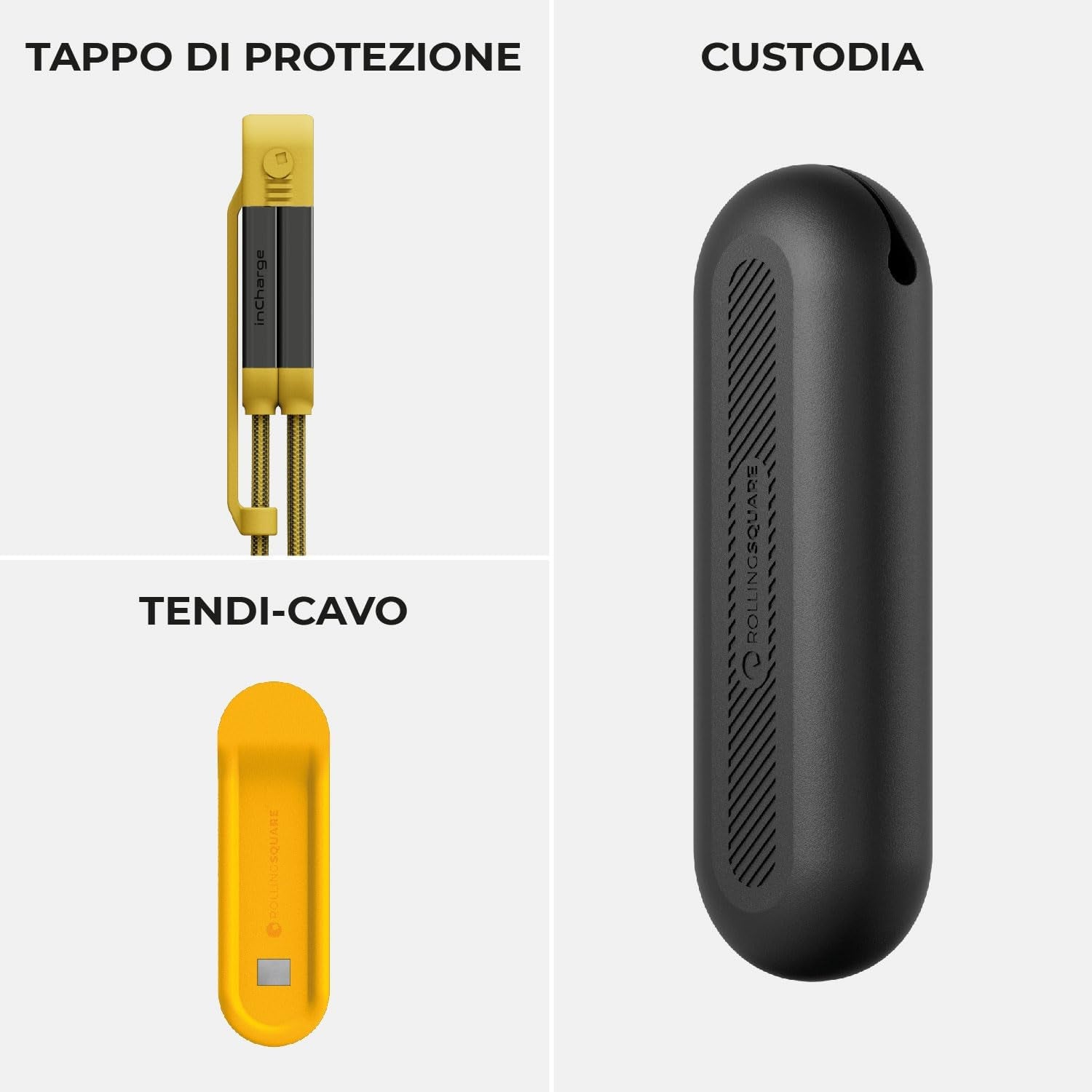 Incharge XL 200 Cm - Cavo USB Type-C, Cavo Universale Cellulare, Regalo Uomo, Caricatore Universale Cellulare 6 in 1, Gadget Tecnologico, Nero, Cavo Lightning Da 100W