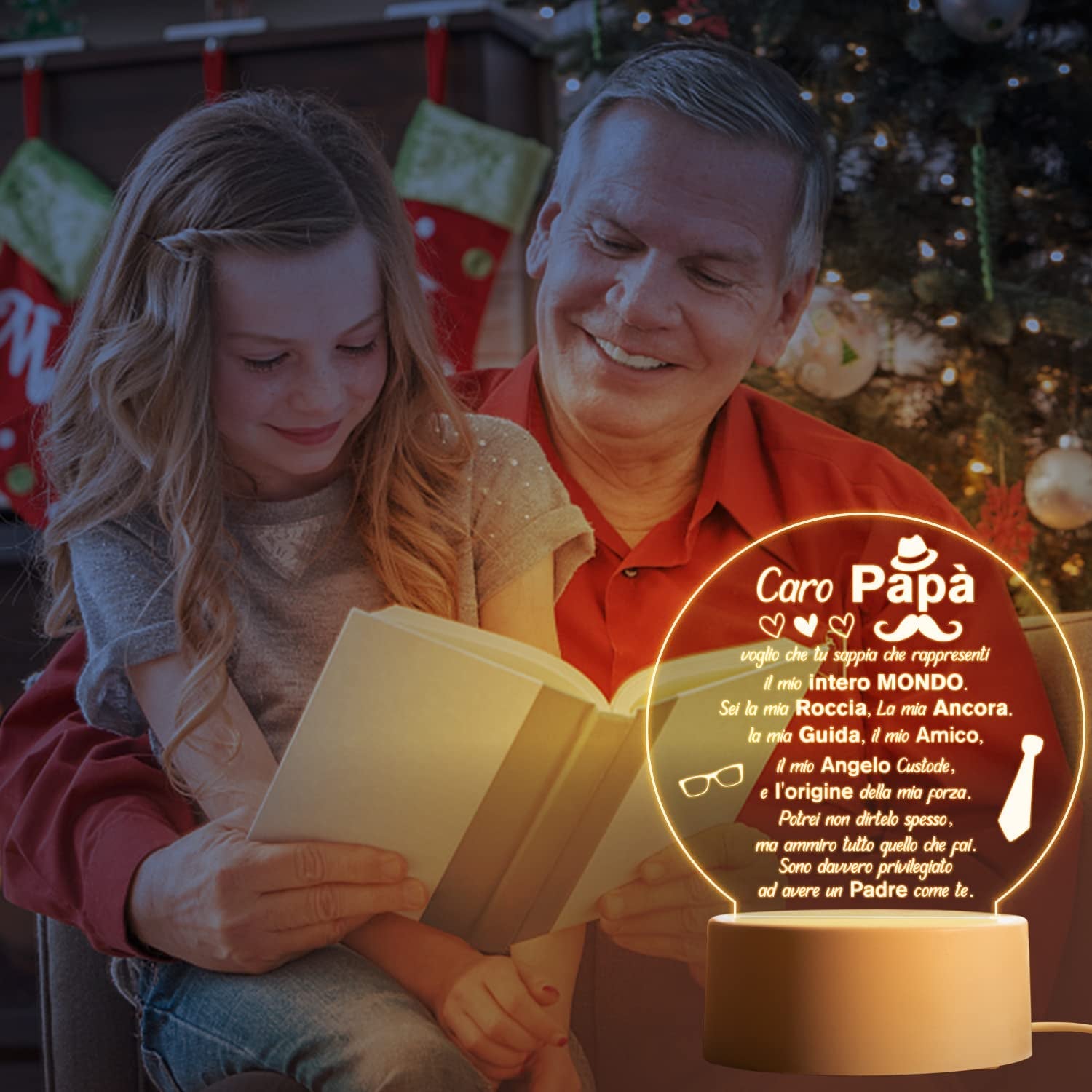 Regalo Papà - Festa Del Papa Idee Regalo Originale Luce Notturna, Regalo per Papà Compleanno, Regalo Festa Del Papà, Regalo Papà 2024 Offerta, Regali Papà Da Figlia, Regalo Uomo Natale