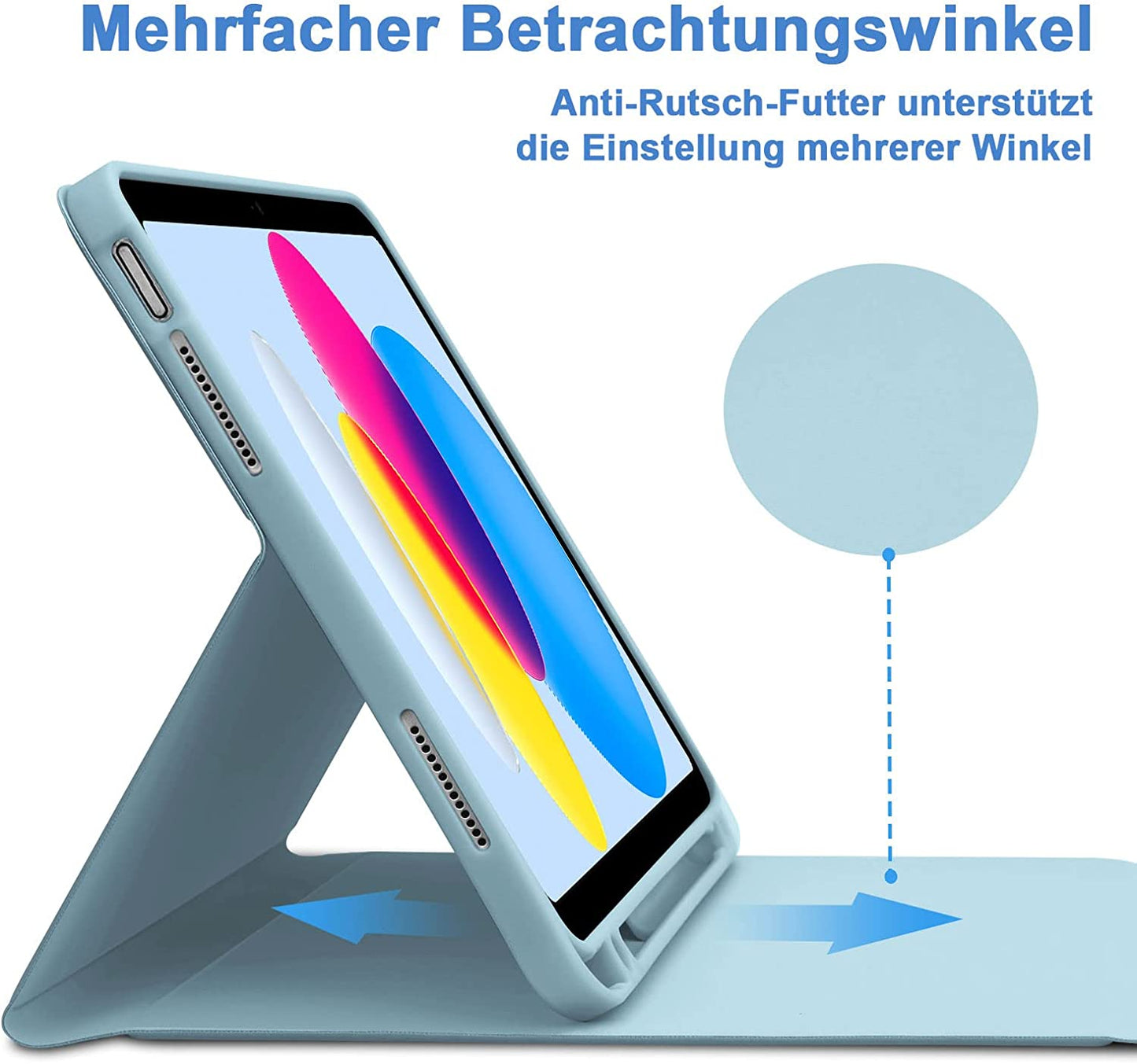 Tastiera Retroilluminata Compatibile Con Ipad 10° Generazione 2022, Layout QWERTZ Magnetico, Tastiera Retroilluminata Rimovibile Con Custodia per Ipad 10° Gen 10,9 Pollici 2022, Blu